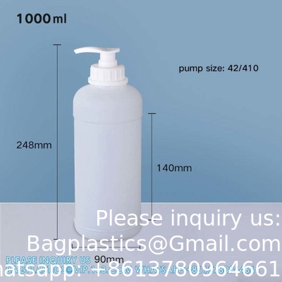 1L زجاجة HDPE البلاستيكية لشامبو الشعر التعبئة السائلة مع غطاء مضخة مضخة رشّاح مغطاة مسدس بلاستيكي