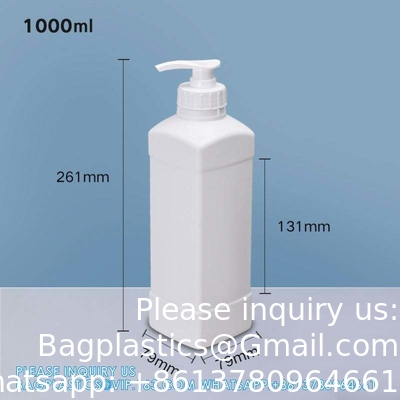 1L زجاجة HDPE البلاستيكية لشامبو الشعر التعبئة السائلة مع غطاء مضخة مضخة رشّاح مغطاة مسدس بلاستيكي