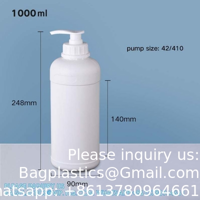 1L زجاجة HDPE البلاستيكية لشامبو الشعر التعبئة السائلة مع غطاء مضخة مضخة رشّاح مغطاة مسدس بلاستيكي