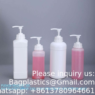1L زجاجة HDPE البلاستيكية لشامبو الشعر التعبئة السائلة مع غطاء مضخة مضخة رشّاح مغطاة مسدس بلاستيكي