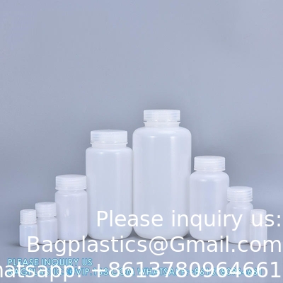 5ml-1000ml المختبر PP الفم الواسع HDPE النوع الحاوية العقمة بيضاء اللون