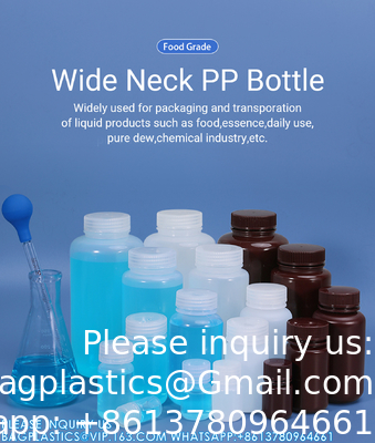 5ml-1000ml المختبر PP الفم الواسع HDPE النوع الحاوية العقمة بيضاء اللون