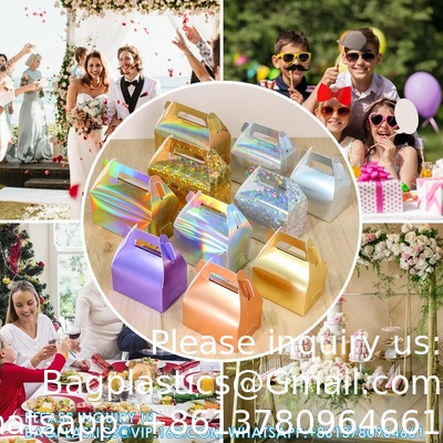 صندوق هدايا هولوغرافي كعكة حلوى بسكويت التعبئة والتغليف الكرتون المحمول لحفلات الزفاف و عيد الميلاد