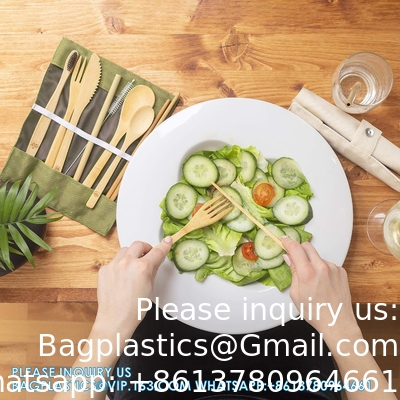 مجموعة أدوات الخشب الخزفية المستخدمة مرة واحدة 100% أدوات طبيعية صديقة للبيئة قابلة للتحلل البيولوجي