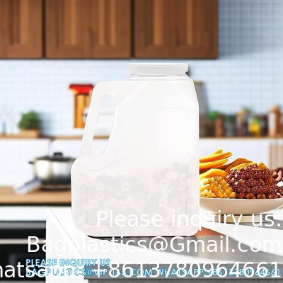 جرة غالون مع مقبض وغطاء محكم - مربع خالي حاويات التخزين والجوارب - 1.25 جالون زجاجات الفم العريض