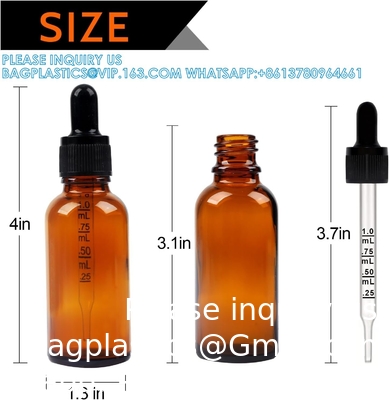 زجاجات قطرات 5PCS زجاجة قطرات أمبر مع قنوات ونقلات النقل ، زجاجات صبغة الزجاج مع قطرة 10ml