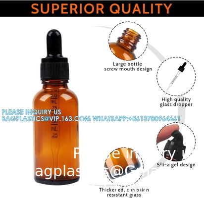 زجاجات قطرات 5PCS زجاجة قطرات أمبر مع قنوات ونقلات النقل ، زجاجات صبغة الزجاج مع قطرة 10ml