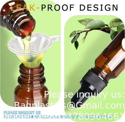 زجاجات قطرات 5PCS زجاجة قطرات أمبر مع قنوات ونقلات النقل ، زجاجات صبغة الزجاج مع قطرة 10ml