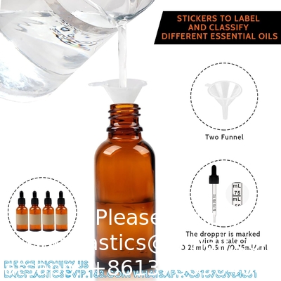 زجاجات قطرات 5PCS زجاجة قطرات أمبر مع قنوات ونقلات النقل ، زجاجات صبغة الزجاج مع قطرة 10ml