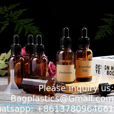 زجاجات قطرات 5PCS زجاجة قطرات أمبر مع قنوات ونقلات النقل ، زجاجات صبغة الزجاج مع قطرة 10ml
