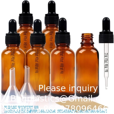 زجاجات قطرات 5PCS زجاجة قطرات أمبر مع قنوات ونقلات النقل ، زجاجات صبغة الزجاج مع قطرة 10ml