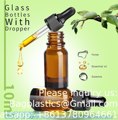 زجاجات قطرات 5PCS زجاجة قطرات أمبر مع قنوات ونقلات النقل ، زجاجات صبغة الزجاج مع قطرة 10ml