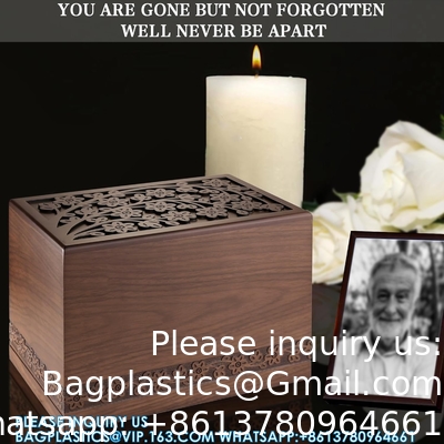 حاويات الحرق للرماد البشري الذكور أو الإناث البالغين، حاويات التذكير الجنازة للرماد، شجرة الحياة الخشبية الزخرفية