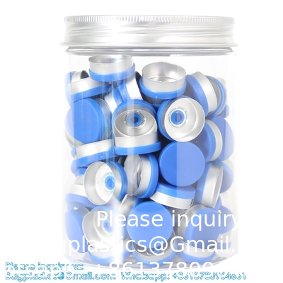 أغطية 20 ملم من الألومنيوم والبلاستيك أغطية سوداء للقنينة الزجاجية أغطية مع PTFE الأبيض والسيليكون الأحمر
