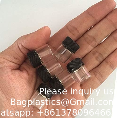 زجاج الزيوت الأساسية عينة زجاجات مع أغطية سوداء للزيوت الأساسية والعطور والمواد الكيميائية المختبرية 30 مل كأس قياس