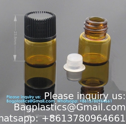 زجاج الزيوت الأساسية عينة زجاجات مع أغطية سوداء للزيوت الأساسية والعطور والمواد الكيميائية المختبرية 30 مل كأس قياس