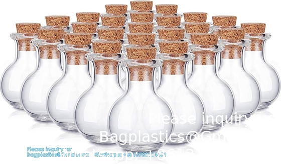 زجاجات زجاجية صغيرة مزدوجة مع أغطية سدادة. زجاجات الرغبة زجاجات الزفاف