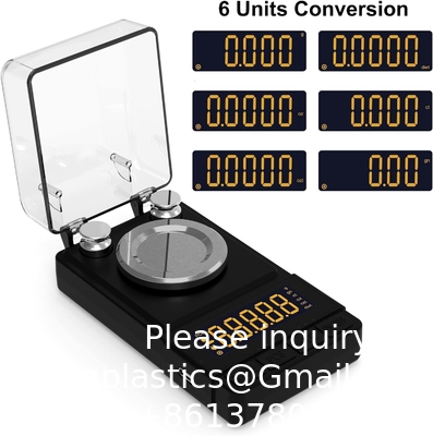 المقياس الرقمي 50g/0.001g، ومقياس Mg المدمج مع وزن معايرة 20g والإكسسوارات، ومقياس مسحوق أسود