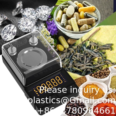 المقياس الرقمي 50g/0.001g، ومقياس Mg المدمج مع وزن معايرة 20g والإكسسوارات، ومقياس مسحوق أسود