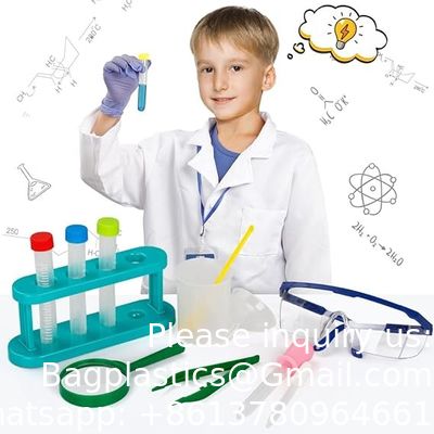 زي العلماء للأطفال معطف مختبر مع مجموعة تجارب علمية ارتداء ملابس وتظاهر باللعب للأولاد الفتيات 4-8 سنوات