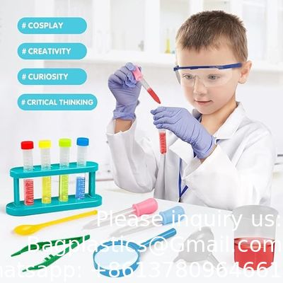 زي العلماء للأطفال معطف مختبر مع مجموعة تجارب علمية ارتداء ملابس وتظاهر باللعب للأولاد الفتيات 4-8 سنوات