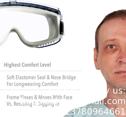 نظارات السلامة مع عدسة مضادة للضباب صافية HydroShield ، الجسم الرمادي والحزام الرئيسي من النيوبرين