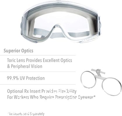 نظارات السلامة مع عدسة مضادة للضباب صافية HydroShield ، الجسم الرمادي والحزام الرئيسي من النيوبرين