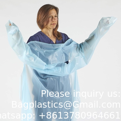 ثوب بلاستيكي، ثوب CPE، بولي إيثيلين، المستوى 1، مستلزم لإستخدام مرة واحدة، ثوب عزل غير جراحي، أزرق، واقي