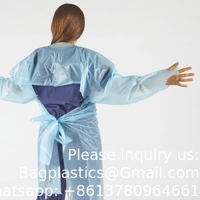 ثوب بلاستيكي، ثوب CPE، بولي إيثيلين، المستوى 1، مستلزم لإستخدام مرة واحدة، ثوب عزل غير جراحي، أزرق، واقي