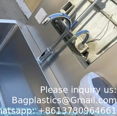 غسل اليدين مزدوج غسل الحوض غسل الحوض مع جهاز استشعار أوتوماتيكي أو دواسة مخصصة 304 الفولاذ المقاوم للصدأ غسل الحوض