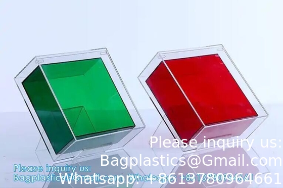 بيع بالجملة الصندوق الأكريليك الشفاف الملون الصندوق المزدوج الطبقة الزجاجي الصندوق التخزين وصديقة العروس الصندوق الهدية المصاحبة