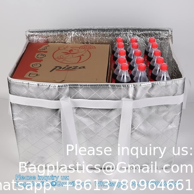 أكياس البقالة العازلة الكبيرة القابلة لإعادة الاستخدام مع سحب قوي ومقبضات، قابلة للطي غسيل ثقيلة الوظيفة بارد جميع