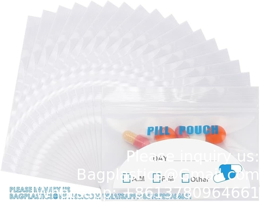 حقيبة حبوب منع الحمل - (4&quot; X 2.75&quot;) سمك هو 6 مل، حقيبة حبوب منع الحمل البلاستيكية تحمل فيتامينات، المكملات الغذائية، الدواء