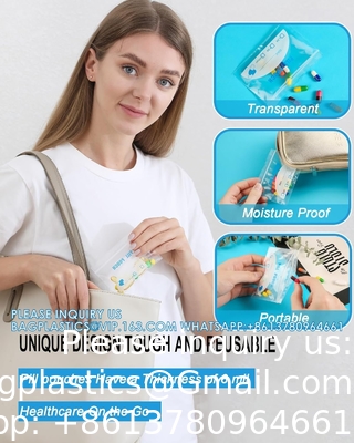 حقيبة حبوب منع الحمل - (4&quot; X 2.75&quot;) سمك هو 6 مل، حقيبة حبوب منع الحمل البلاستيكية تحمل فيتامينات، المكملات الغذائية، الدواء