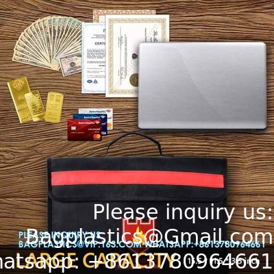 حقيبة وثائق مقاومة للحريق ذات الحجم الكبير والتي لا تحك السيليكون المقوى بالألياف الزجاجية حامل وثائق مقاوم للماء مع حزام الكتف
