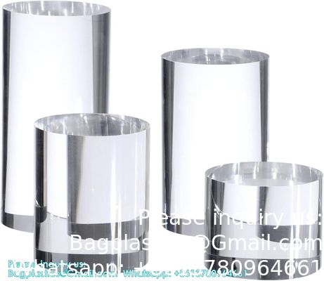 أكريليك مكعب أسطوانة مستودع الصور المستديرة، أكريليك الصلب الشفاف كتلة العرض للتصوير الفوتوغرافي مجوهرات بوتيك