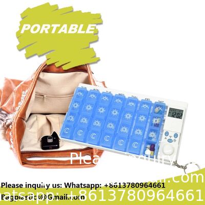 7 Day Medicine Pill Organizer, 4 Reminder Alarms, Loud Sound, 14 Large Compartments, Large Screen, Moisture-Proof, Travel Weekly/Daily Pill Box/Organizer/Case/Container/Dispenser, AM/PM 2 Times A Day