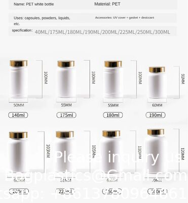 Custom Factory Food Grade 140-300ml White Pet Plastic Supplement Pill Capsule Tablet Chewing Gum Bottles With Flip Top God Cap
