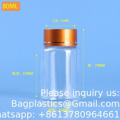 Clear Pill Bottle 30ml/80ml Plastic Medicine Containers Sample Jar With Caps Refillable Tablet Storage Holder Empty Reagent Chemical Organizers Small Travel Pill Cases For Liquid Solid