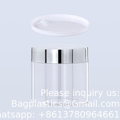 Plastic Jars Round Clear Cosmetic Container with Black Lids, Bagease Slime Jars for Lotion, Cream, Ointments, Makeup, Eye shadow, Rhinestone, Samples, Pot, Travel Storage