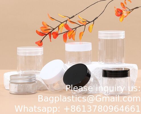 Plastic Jars Round Clear Cosmetic Container with Black Lids, Bagease Slime Jars for Lotion, Cream, Ointments, Makeup, Eye shadow, Rhinestone, Samples, Pot, Travel Storage