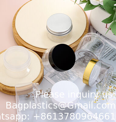 Plastic Jars Round Clear Cosmetic Container with Black Lids, Bagease Slime Jars for Lotion, Cream, Ointments, Makeup, Eye shadow, Rhinestone, Samples, Pot, Travel Storage