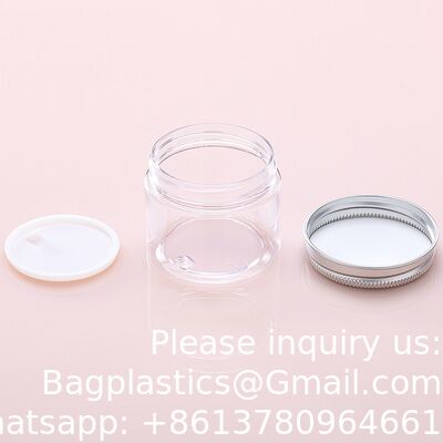 Plastic Jar Container With Lid And Label Refillable Empty Round Clear PET Cosmetic Sample Containers For Lotion, Cream, Ointments, Body Butter, Makeup, Travel Storage