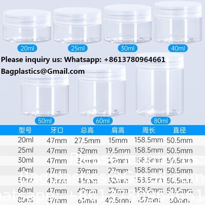 Plastic Jar Container With Lid And Label Refillable Empty Round Clear PET Cosmetic Sample Containers For Lotion, Cream, Ointments, Body Butter, Makeup, Travel Storage