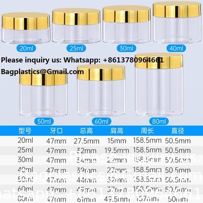 Plastic Jar Container With Lid And Label Refillable Empty Round Clear PET Cosmetic Sample Containers For Lotion, Cream, Ointments, Body Butter, Makeup, Travel Storage
