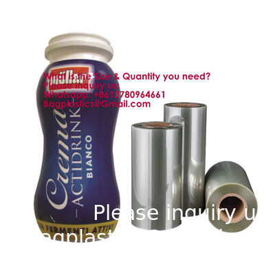 فيلم انكماش ناعم مقاوم للرطوبة من PET/PETG مطوي في المنتصف لتغليف القهوة والعصير والنبيذ والصودا، فيلم انكماش حراري لملصقات زجاجات القهوة والنبيذ والعصير والصودا