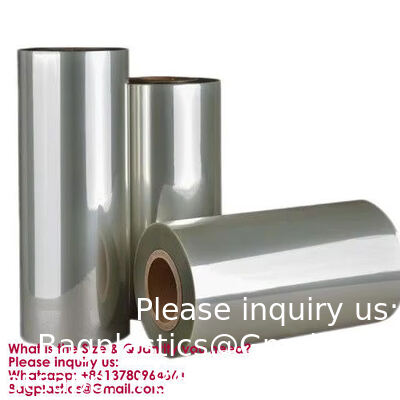 فيلم انكماش ناعم مقاوم للرطوبة من PET/PETG مطوي في المنتصف لتغليف القهوة والعصير والنبيذ والصودا، فيلم انكماش حراري لملصقات زجاجات القهوة والنبيذ والعصير والصودا