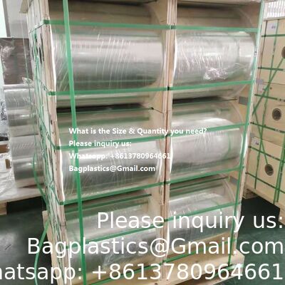 فيلم انكماش ناعم مقاوم للرطوبة من PET/PETG مطوي في المنتصف لتغليف القهوة والعصير والنبيذ والصودا، فيلم انكماش حراري لملصقات زجاجات القهوة والنبيذ والعصير والصودا