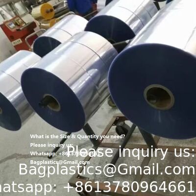 فيلم انكماش ناعم مقاوم للرطوبة من PET/PETG مطوي في المنتصف لتغليف القهوة والعصير والنبيذ والصودا، فيلم انكماش حراري لملصقات زجاجات القهوة والنبيذ والعصير والصودا